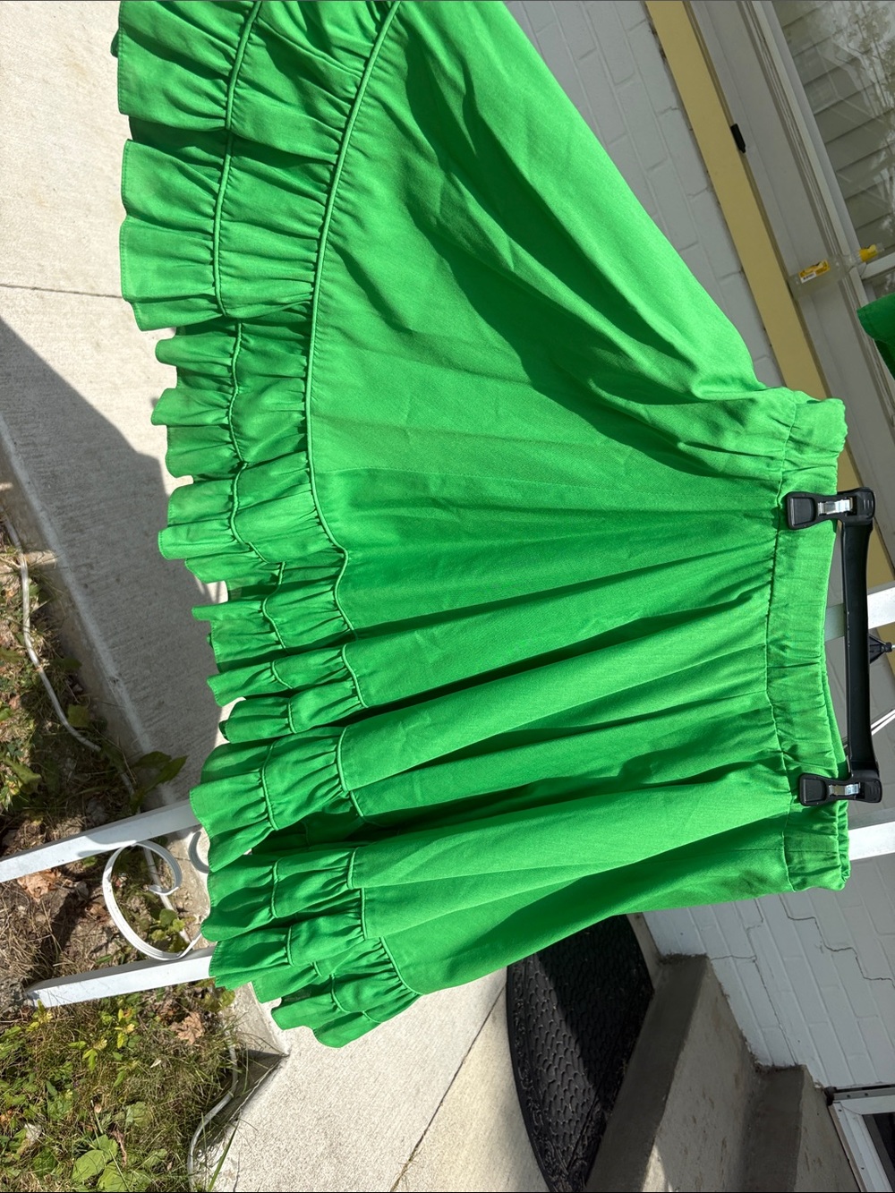 Bright Green Off-Shoulder Ruffle Dress Set - Picture 4 of 7